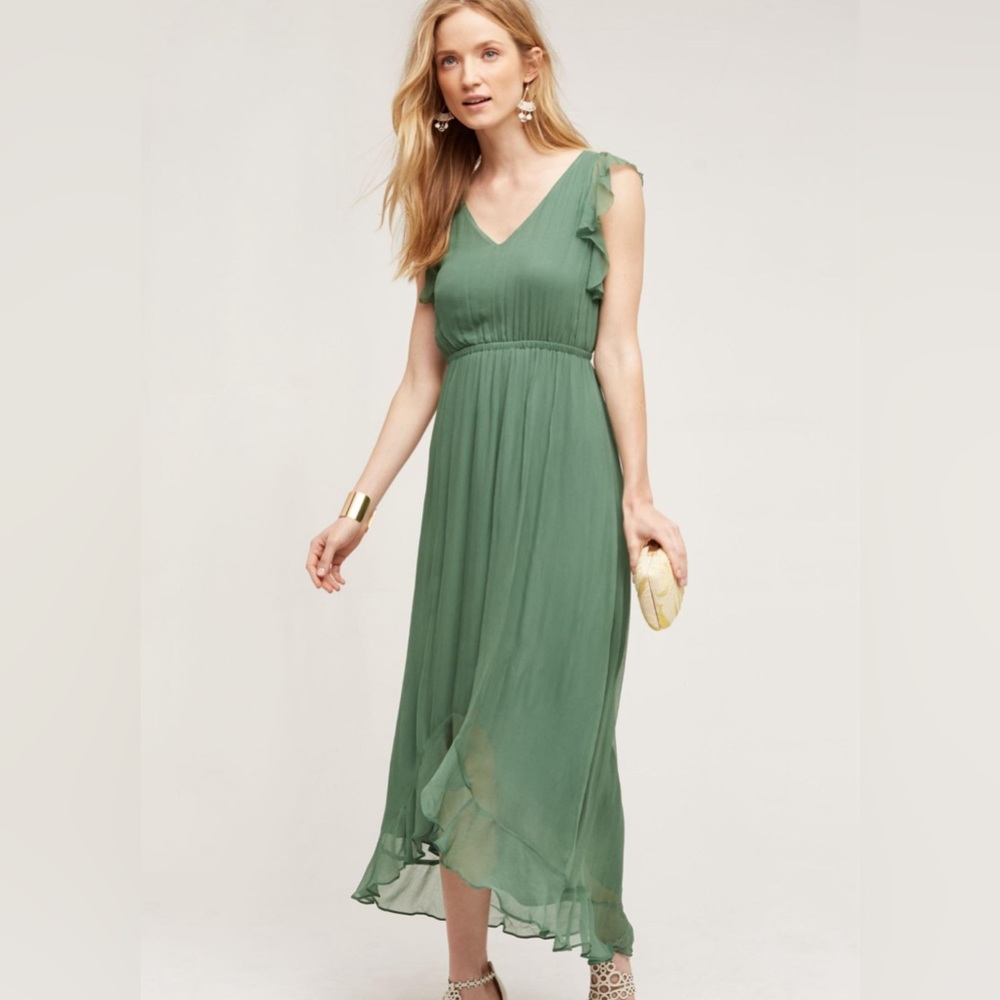 Anthropologie Sidra Dress US8 Green High Low
